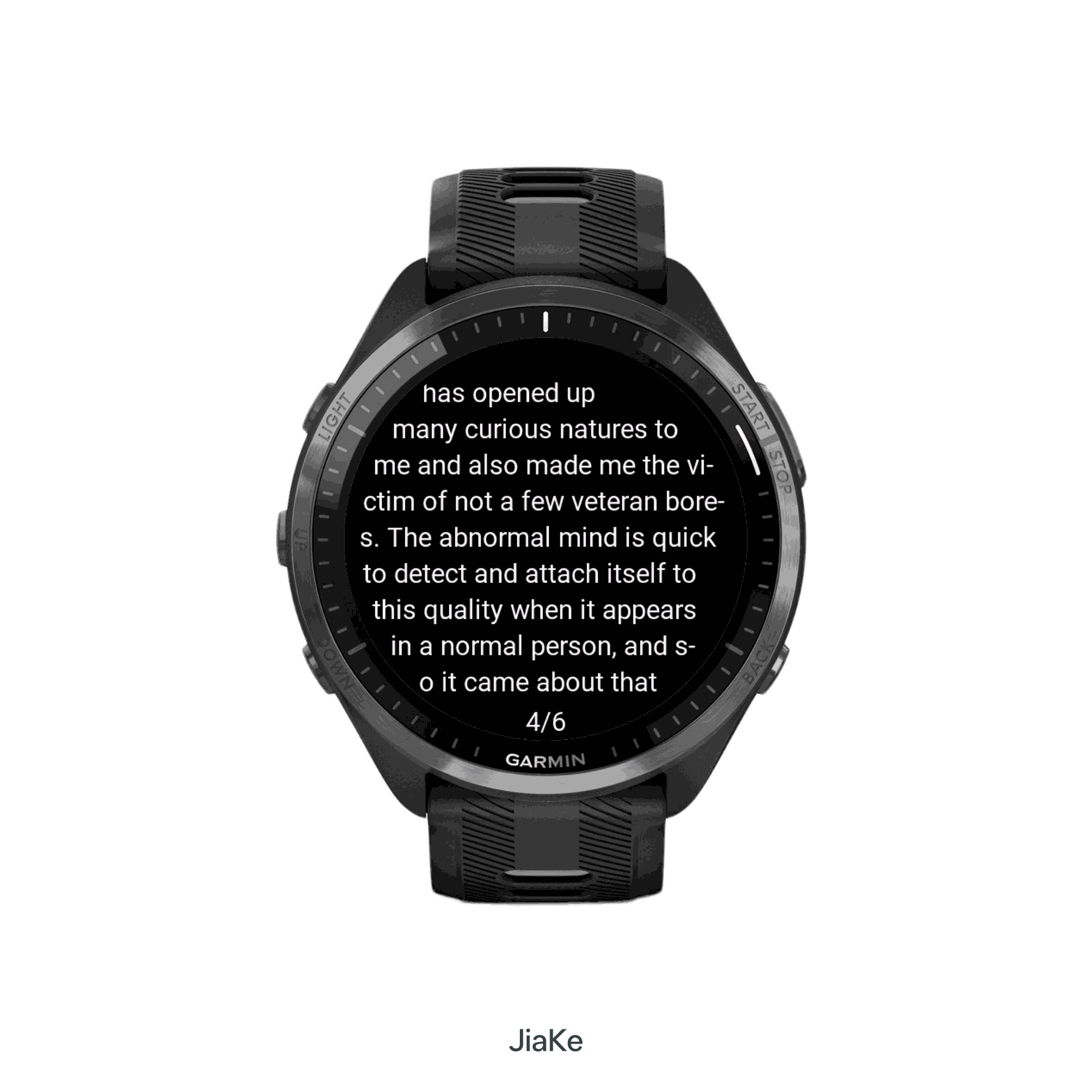 Garmin 手表上的 TXT Reader 离线阅读页面